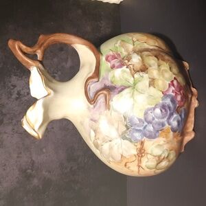 Vintage hand-painted porcelain pitcher vase. Signed by H. Lemasters,the artist.